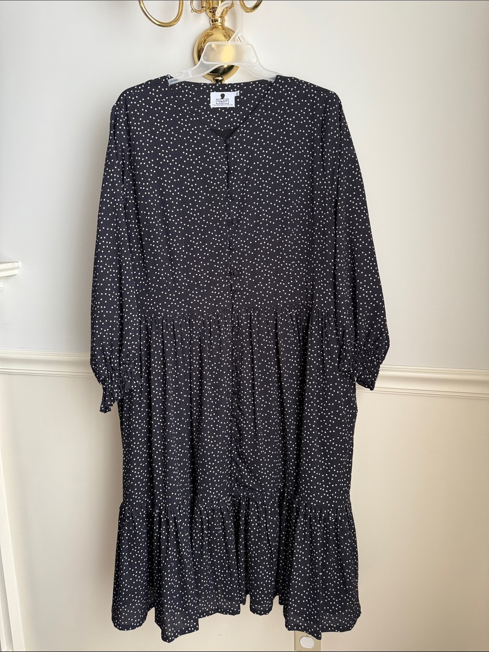 Dainty Jewells Black Polka Dot Long Sleeve Midi Dress